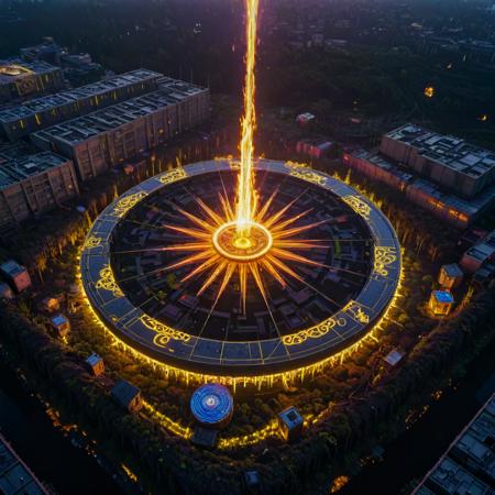 (designed by Eiichiro Oda:0.8) and (Sakimichan:1.1) and (Posuka Demizu:0.8) , anime key visual, concept art, aerial shot of a Dullcore Flaming Papuan (Stellar nursery:1.3) , it is engraved with Tattersall and fluorescent yellow patterns, it has ornate details, Candid Zurich in background, crowded dungeon and lava pit, Clear skies, Wide view, Magic Realism, Fearful, Neo, cinematic lighting, 35mm, Velvia, Kintsugi, Decals, extremely beautiful, pixiv