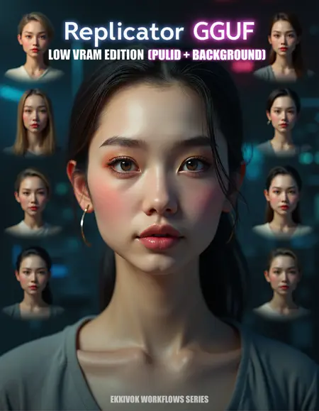 The Replicator GGUF Q4 (PULID + Background) - Low VRAM Edition