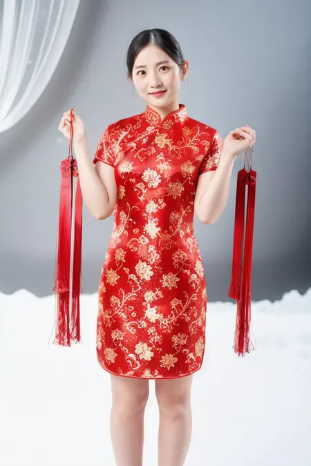 【Realistic】红色 新年 旗袍 China Dress / Cheongsam / Qipao / New Year/Chinese New Year/Spring Festival