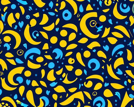 sympattern, blue and yellow vibrant dooodle pattern dark background wallpaper