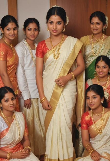 Kerala young bride in traditional saree,with relatives , sex on weeding day