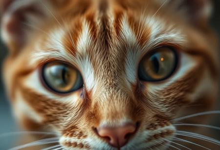 closeup of a ginger cat eyes, nuclear mushroom cloud explosion reflection, shallow depth of field, f/1.4, focus blur