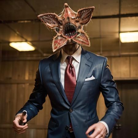 ((Demogorgon)), ((face open)), portrait, suit, tie, elegant, profesional lighting, (masterpiece),((ultra-detailed)), (highly detailed CG illustration),(expressionless), (best quality:1.2),realistic8K UHD,High definition <lora:demogorgon_V1-000005:0.8>