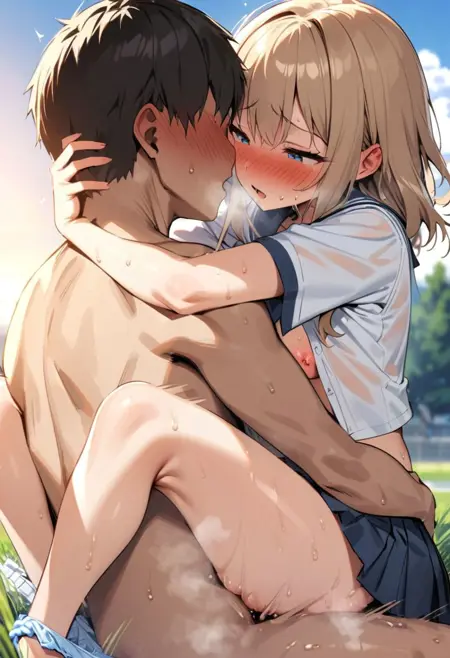 Upright straddle sex - leg lock variant front view