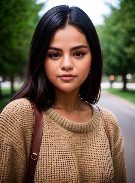 upper body, young adult woman outside, beautiful woman<lora:S3l3n4G0m3z4-RealPersonTraining_4L-byShurik:1.2> Hispanic, brown eyes,
wearing (sweater), portrait, beautiful face, pretty eyes, outside, portrait, park, trees, teeth, eyes open, ward winning photo, best quality, upper body, windblown black hair, by lee jeffries nikon d850 film stock photograph 4 kodak 400 camera f1.6 lens rich colors hyper realistic lifelike texture natural lighting unreal engine trending on artstation cinestill 800, (100mm lens)