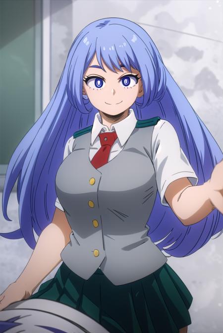 nejirehadou, <lora:nejire hado s3-lora-nochekaiser:1>,
nejire hado, long hair, blue eyes, blue hair, (bright pupils:1.5), smile,
BREAK skirt, shirt, school uniform, short sleeves, pleated skirt, necktie, collared shirt, vest, red necktie, u.a. school uniform,
BREAK indoors, classroom,
BREAK looking at viewer,
BREAK <lyco:GoodHands-beta2:1>, (masterpiece:1.2), best quality, high resolution, unity 8k wallpaper, (illustration:0.8), (beautiful detailed eyes:1.6), extremely detailed face, perfect lighting, extremely detailed CG, (perfect hands, perfect anatomy),