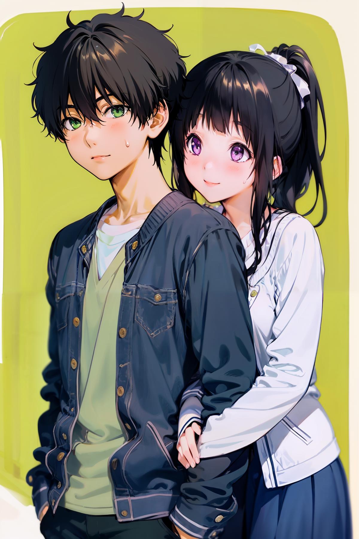 oreki x chitanda (Hyouka) 折木 x 千反田 （冰菓） image by kozue