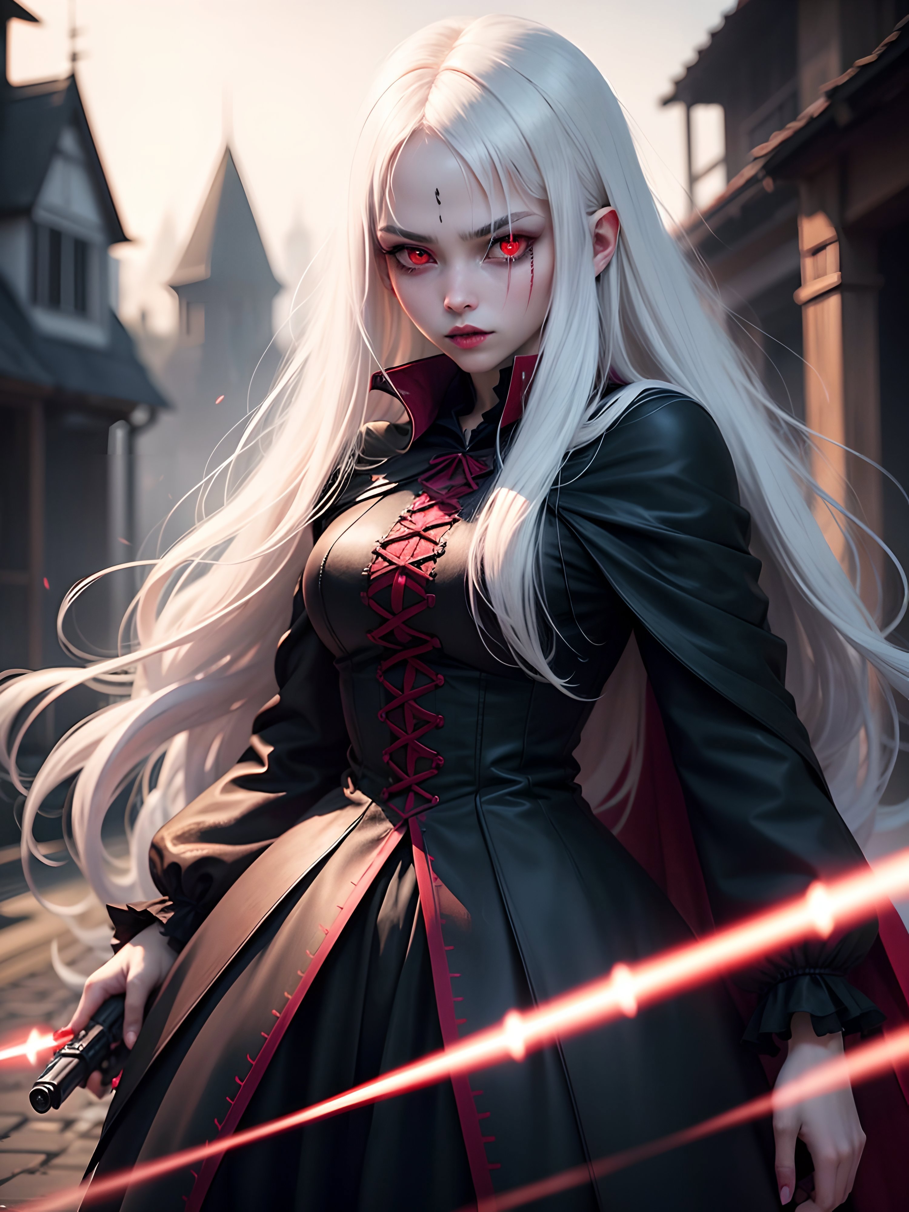 anime vampire girl with red eyes