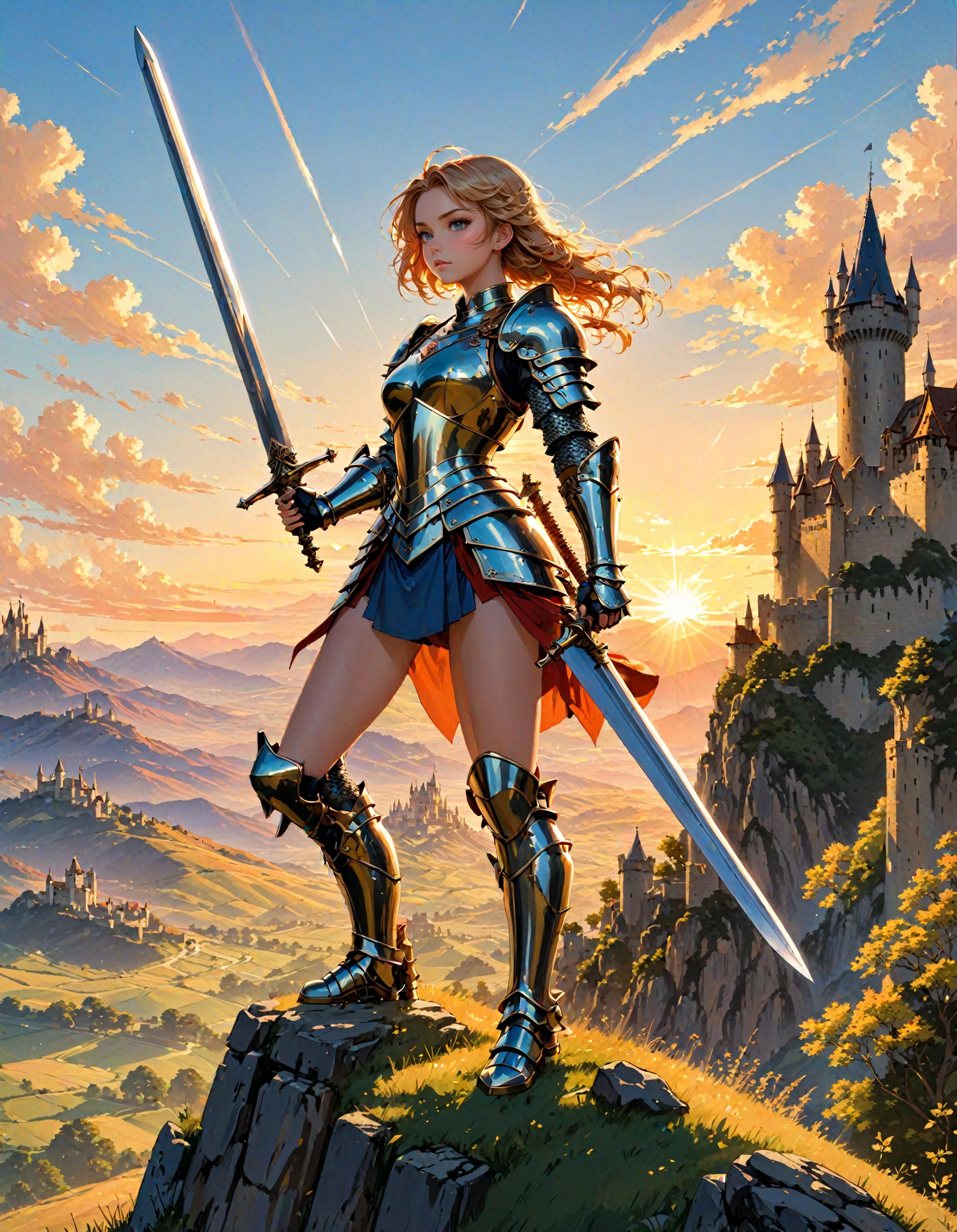 A Warrior Woman in a Fantasy Art Illustration