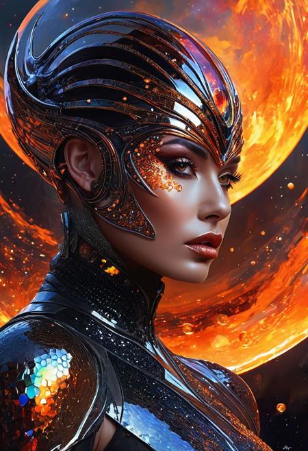 Extremely Beautiful Alien Lady, 
Outerspace Encounter, 
Dangerous exploration, 
nightmarish twilight essence, 
bizzare, 
strange, 
discomfort, 
sequin, 
strass, 
grey brown Amber red orange tonalities, 
black chrome obsidian, 
double exposure effect, 
Karol Bak Art, 
Ciro Marcetti Art, 
Art by Kyrielle, 
Luis Royo influence, 
Broken Glass effect, 
no background, 
stunning, 
something that even doesn't exist, 
mythical being, 
energy, 
molecular, 
textures, 
iridescent and luminescent scales, 
breathtaking beauty, 
pure perfection, 
divine presence, 
unforgettable, 
impressive, 
breathtaking beauty, 
Volumetric light, 
auras, 
rays, 
vivid colors reflects, 
Watercolor, 
trending on artstation, 
sharp focus, 
studio photo, 
intricate details, 
highly detailed, 
by greg rutkowski