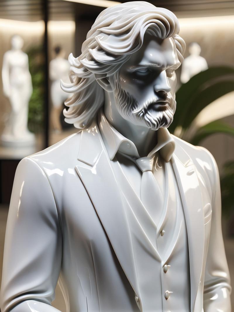 White Mannequin with Long Hair, Beard, and Mustache
