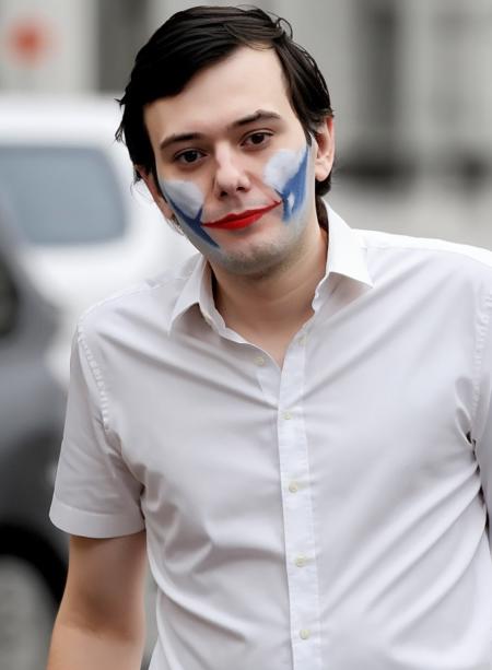 pharmabro person wearing joker facepaint.