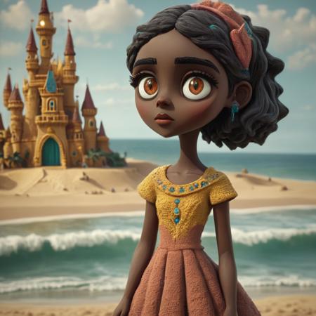 beach, beautiful girl made of clay standing on sand castle balcony, detailed beautiful face, large detailed multi color eyes, novuschroma51 style <lora:novuschroma51 style_claymation:1.05> <lora:Alien Style:0.75>