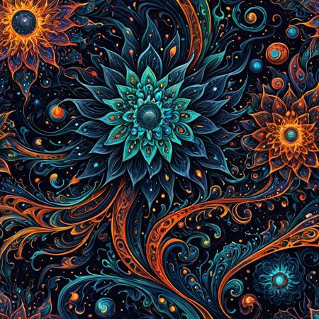 Finely detailed vector illustration, cosmic horror, ultra realistic quality, interwoven pattern, dark background, hyperdetailed, intricately detailed,  triadic colors, fractals, recursion, fantastical,intricate detail,splash screen,complementary colors, fantasy concept art, 8k resolution, masterpiece, oil on porcelain, thick strokes, running drops,