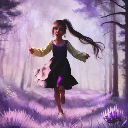 an oil painting,Highly saturated, with bright tones
Highly saturated, with bright tones
1 girl, (purple dress), high ponytail, full body ,
delicate face, delicate eyes, the
lavender field.