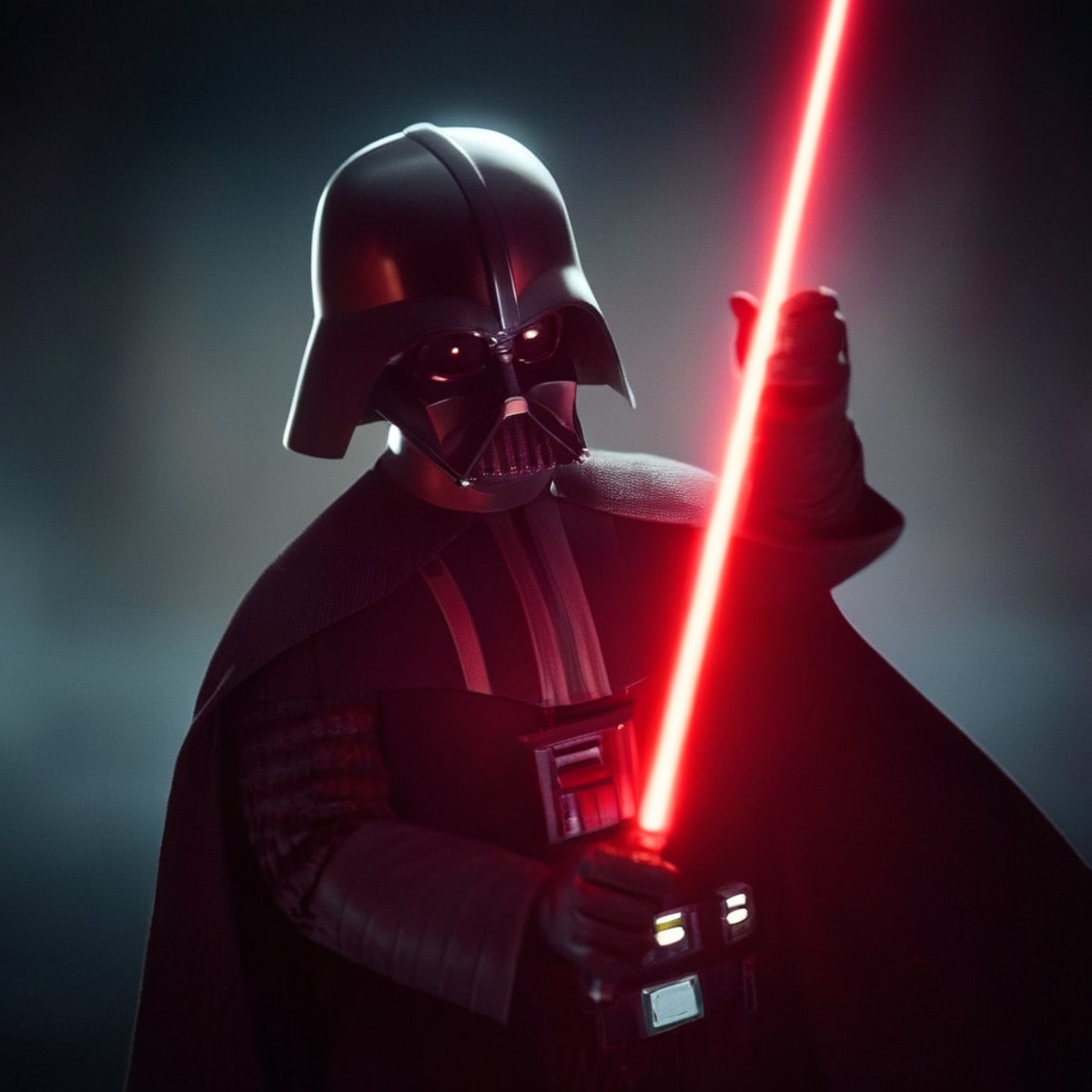 cinematic film still of  <lora:Darth Vader:1.5>
Darth Vader a cartoon bald head scar face star wars character with a red l...