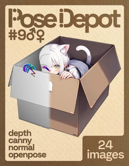 [OpenPose + Depth + Canny + Normal] Pose Depot #9: Peeking from Box Pose Depot #9