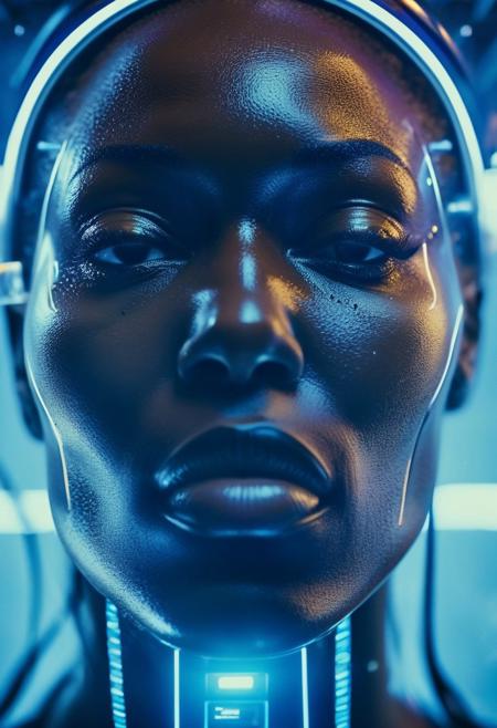 ()Hyoer Realistic:2.0)Polaroid picture of 
a hyper realistic Movie Still of (80 years old ((busty:1.8)) (((african american))) women) 
image of a futuristic, high-tech laboratory, where athletes of all ages and backgrounds are gathered, each with a USB chip plugged directly into their brain. The air is filled with the hum of machinery and the soft glow of LED lights.
The athletes' eyes are closed, their faces serene, as they upload advanced athletic algorithms and skills into their minds. Their bodies begin to glow with a soft, blue light, as their muscles and reflexes are enhanced to superhuman levels.
Capture the surreal, futuristic atmosphere of this scene, where the boundaries between human and machine blur, and the possibilities of athletic achievement are redefined."