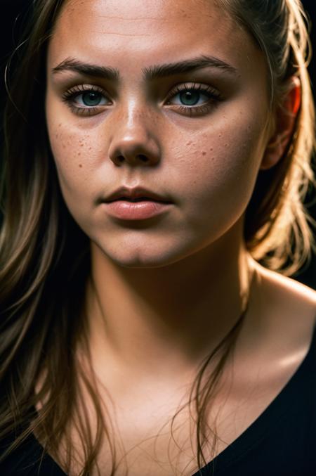 (Lieke_MartensV1), ,close-up, editorial photograph of a woman wearing a blouse, (background inside dark, moody, private study:1.3) , POV, by lee jeffries, nikon d850, film stock photograph ,4 kodak portra 400 ,camera f1.6 lens ,rich colors ,hyper realistic ,lifelike texture, dramatic lighting , cinestill 800