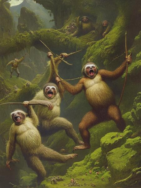 <lyco:RichardDadd:1.0> monstrous sloth goblins by Richard dadd