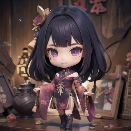 <lora:raiden_shogun-chibi1.5v2:1>1girl,chibi,chinese cheongsamï¼solo,