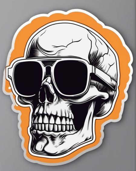 skull head wearing sunglasses,  sticker <lora:last:1>