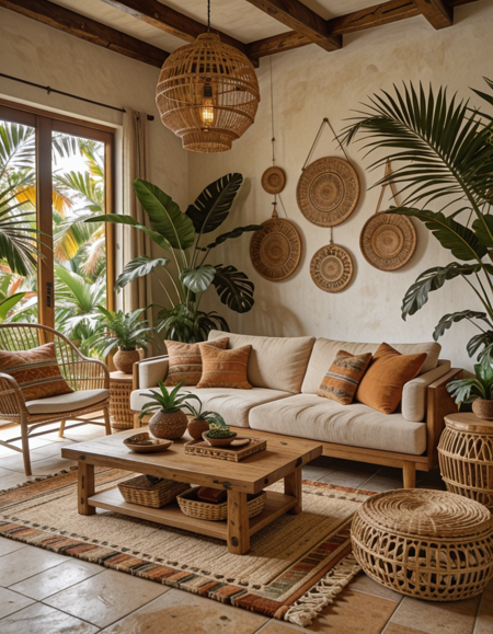 tropical and bohemian interior design illu v1.0