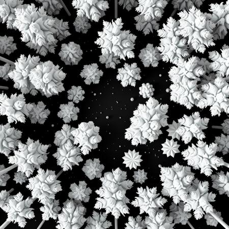 a overhead view of stylized line art forest canopy, in a black and white lineart style as a tile from a video game tileset, viewed directly from overhead,  2D minimalist style, black and white two tone color pallete, The overall design is square in shape