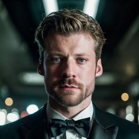 DSLR photo of taylornapier person using a tuxedo.face portrait.in blade runner.daylight.professional photography.high resolution.detailed photo.RAW.still film.f/16.uhd.hdr.4k <lora:taylornapier_49050:1>