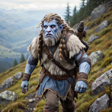 highly detailed photo of a ((female)) (firbolg):1.2 in a mountainside,


firbolg, colored skin, blue skin, solo, blonde hair, 
standing, walking, running, 1boy, manly, holding, holding weapon, weapon,

in a mountain pass with rocks and stones,

depth of field:1.2, blurry, blurry background,
realistic:1.3,

photorealistic,
fantasy, cinematic,
32k, best quality, 
god rays:1.2,
dappled sunlight:1.1,




