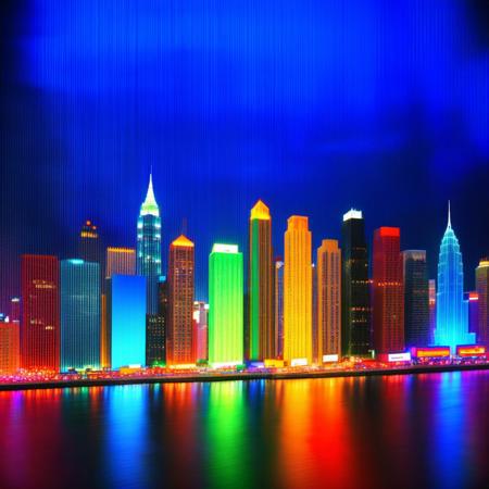 colorful cityscape at night