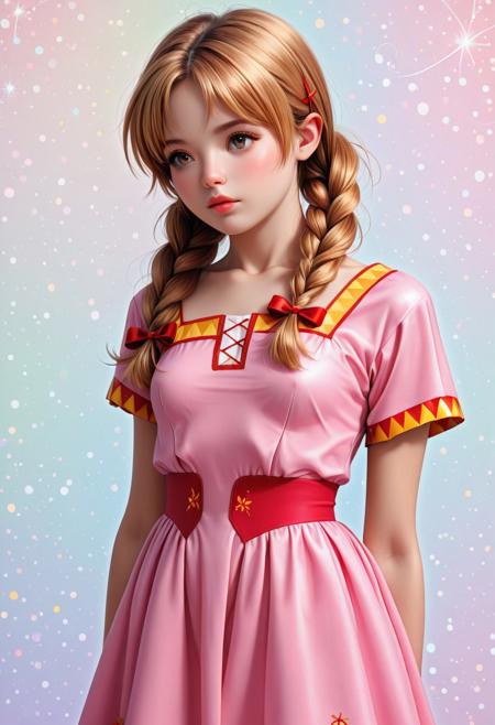 Realistic, realistic skin,
,1girl, Ariadne, long hair, twin braids, small breasts, frilly dress, hair ribbons, bow,
cute,