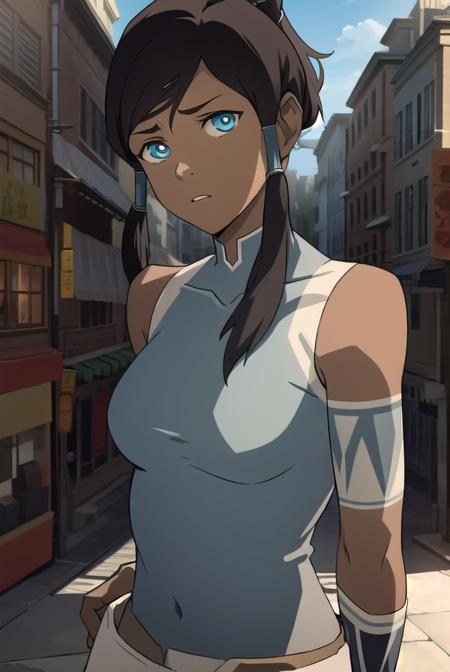 avatarkorra, <lyco:korra-lyco-nochekaiser:1>,
korra, long hair, black hair, ponytail, dark skin, dark-skinned female, topknot,
BREAK ,
BREAK looking at viewer,
BREAK outdoors,
BREAK <lora:GoodHands-vanilla:1>, (masterpiece:1.2), best quality, high resolution, unity 8k wallpaper, (illustration:0.8), (beautiful detailed eyes:1.6), extremely detailed face, perfect lighting, extremely detailed CG, (perfect hands, perfect anatomy),