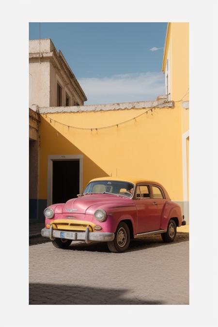 analog film photo long shot scenic professional photograph of <lora:PAseer-SD15-LCM Quick:1> (((A photograph of a blue car, parked on the side of the road during the Cuban Revolution, in front of a vibrant, colorful tilework wall. The scene radiates with a yellow, magical, creative commons-attributed light. Set in a 1955 yellow canvas, the image captures the dictatorship era in a community celebration, with a left-hand drive vehicle. The artwork is imbued with a realistic and detailed depiction of green, magenta, and gold elements, set against the backdrop of Megara. A Michellin star restaurant overlooks the scene, adding a touch of luxury to the political climate.))),  <lora:add_sharpness:0.8> <lora:ZStyle_-_Photography_Style:.6> zstyle , perfect viewpoint, highly detailed, wide-angle lens, hyper realistic, with dramatic sky, polarizing filter, natural lighting, vivid colors, everything in sharp focus, HDR, UHD, 64K . faded film, desaturated, 35mm photo, grainy, vignette, vintage, Kodachrome, Lomography, stained, highly detailed, found footage