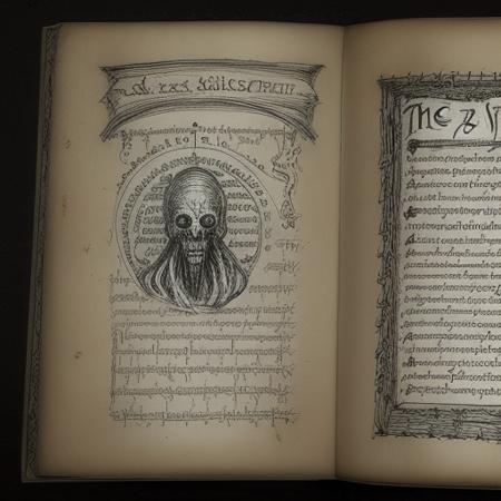 end of the world, Necronomicon Sketch, VoynichManuscript <lora:Necronomicon-10:0.5> <lora:VoynichManuscript:0.5>