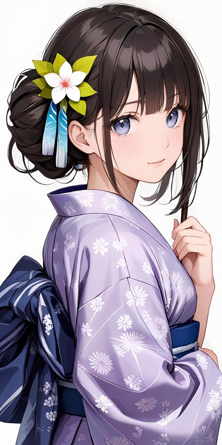  jyojifuku, yukata, japanese clothes, floral print,hair ornament,sandals