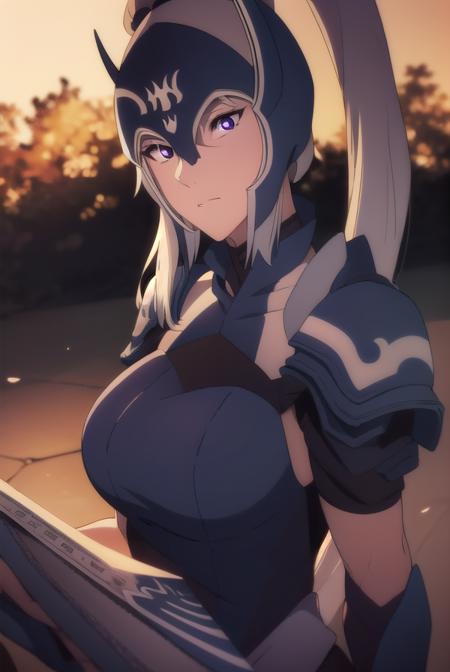 dotaluna, <lyco:luna-lyco-nochekaiser:1>,
luna, ponytail, white hair, (purple eyes:1.1),
BREAK armor, helmet,
BREAK looking at viewer,
BREAK outdoors,
BREAK <lora:GoodHands-vanilla:1>, (masterpiece:1.2), best quality, high resolution, unity 8k wallpaper, (illustration:0.8), (beautiful detailed eyes:1.6), extremely detailed face, perfect lighting, extremely detailed CG, (perfect hands, perfect anatomy),