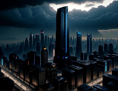 score_9, score_8_up, score_7_up,
<lora:Dystopian_Future_(Architecture)_(SDXL)_(AD):1> Dystopian Future, monumental architecture, architecture, city, cityscape, scenery, building, skyscraper, future, scifi, science fiction,  
8K, In'ei, chiaroscuro, rim lighting, perfect depth of field shot, beautiful, sharp focus, crisp details, subsurface scattering and reflections, god rays, ray tracing, 
idealized city, wide boulevards, busy city center, large plazas, plazas, photographic anime clouds and haze, dark rainy overcast skies, black clouds, abysmal haze, photographic realism, buildings, skyscrapers, metropolis, 8K CGI render, oppressive scale of architecture, black titanium, science fiction masterpiece, 
BREAK zPDXL, zPDXLxxx, <lora:sdxl_lightning_8step_lora:0.4> <lora:detailed_notrigger:0.5>