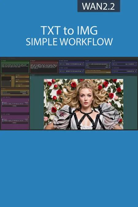 TXT to IMAGE simple workflow WAN2.2 | GGUF | LoRA | UPSCALE | Fast LoRA