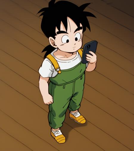 songohan7yo,black hair,black eyes,spiked hair,long hair saiyan armor,armor,wristband,gloves