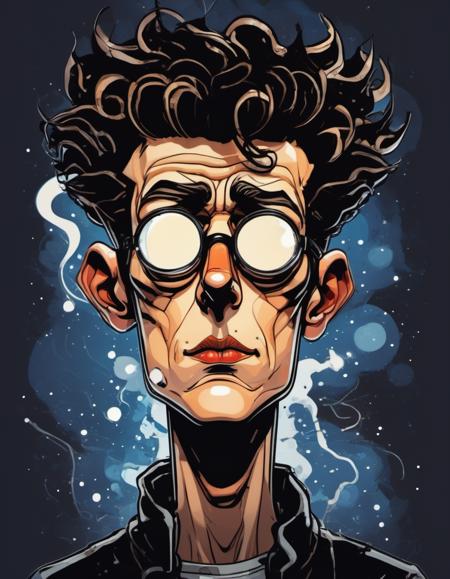 breathtaking vector cartoon illustration of Shimmering, Mycelial, Cream, galactic, Egon Schiele, High, Thriller, Visionary, Unstoppable, Flat young adult with a square face, narrow eyes, a strong chin, and a shaved head <lora:Vector cartoon illustration-000008:1>