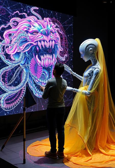 An AI Artist making AI art of another AI Artist