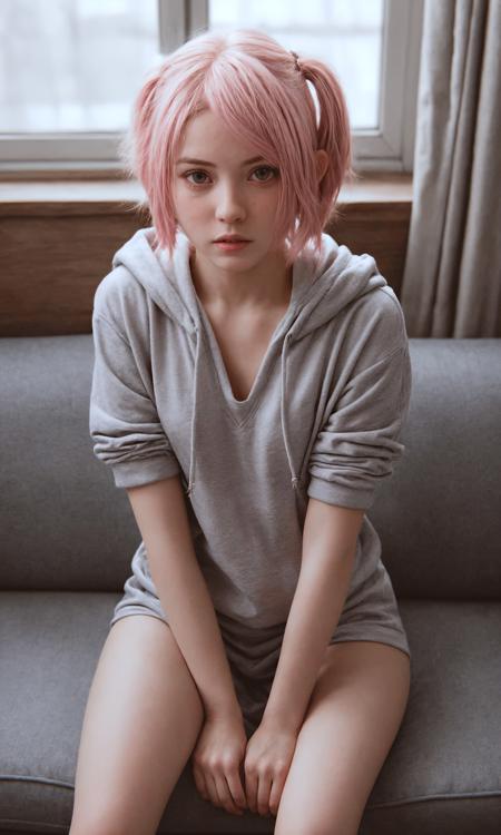  	stylized artwork of an cute young slave in a luxurious gothic mansion, skinny young girl wearing gray sexy hoodie, (anorectic petite small:1.3), giant glowing eyes, angry embarrassed, elven pointy ears, viewed from above, sitting on a sofa, downblouse, leaning towards camera, depth of field, dust, low twintails, (pink hair:1.4) <lora:add_detail:1> <lora:epiNoiseoffset_v2-pynoise:1>