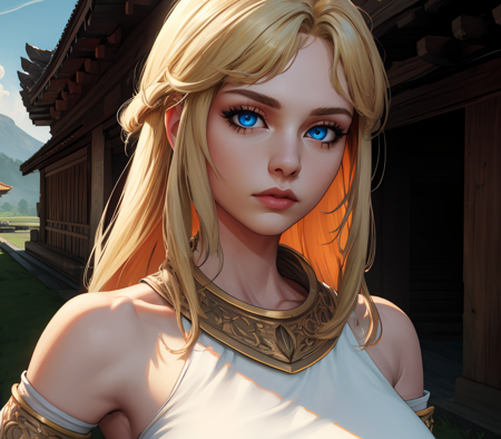 Tieve,blue eyes,blonde hair,
white dress,elbow sleeves,
plains,temple,
standing,upper body,
(insanely detailed, beautiful detailed face, masterpiece, best quality),<lora:Tieve:0.8>,