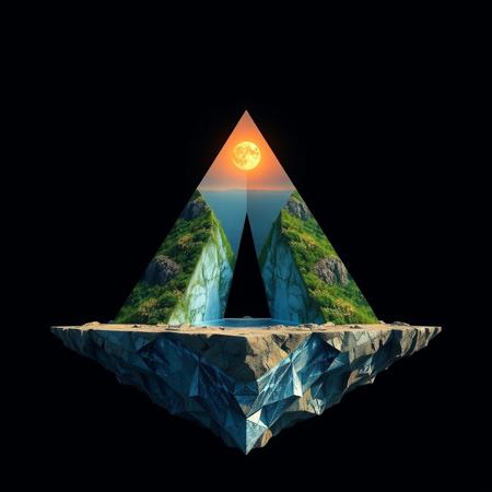 a floating split pyramid