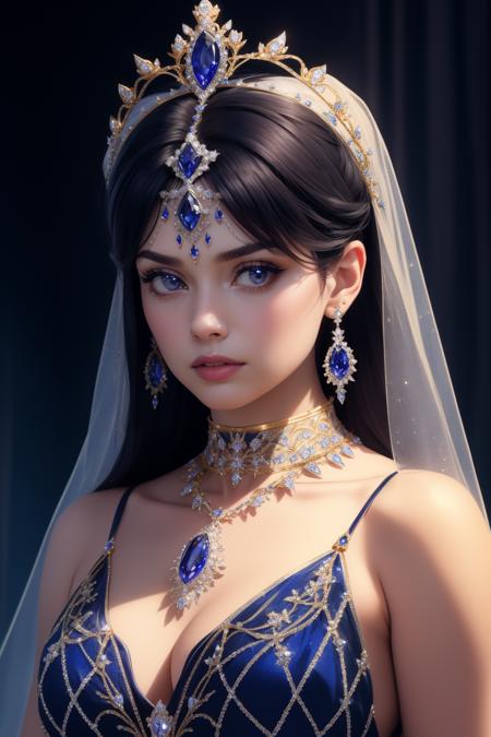 gem choker earring tiara necklace