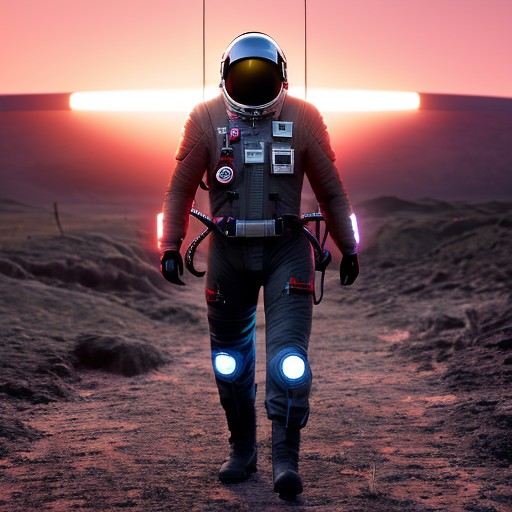 a photo of death stranding scenery, scifi style,anatomically correct human male figure in astronaut suit in field,helmet g...