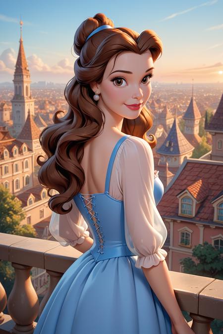 DisneyBelle, 1girl, brown hair, brown eyes, long hair