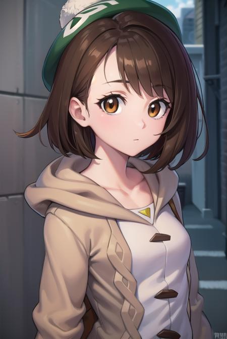 pokemongloria, <lyco:pokemongloria-lyco-nochekaiser:1>,
pokemongloria, (brown eyes:1.5), brown hair, medium hair, (small breasts:1.2),
BREAK cardigan, dress, green headwear, grey cardigan, hood, hood down, hooded cardigan, long sleeves, pink dress, short dress,
BREAK looking at viewer, full body, upper body,
BREAK outdoors, city, sky,
BREAK <lyco:GoodHands-beta2:1>, (masterpiece:1.2), best quality, high resolution, unity 8k wallpaper, (illustration:0.8), (beautiful detailed eyes:1.6), extremely detailed face, perfect lighting, extremely detailed CG, (perfect hands, perfect anatomy),