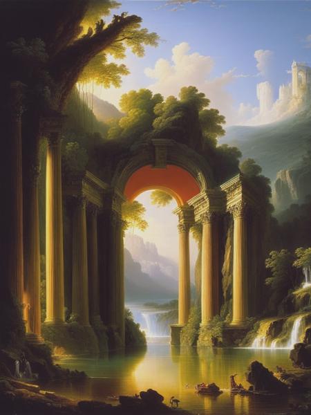 <lyco:ThomasCole:1.0> gateway to paradise by thomas cole, john martin, hubert robert, national geographic photo